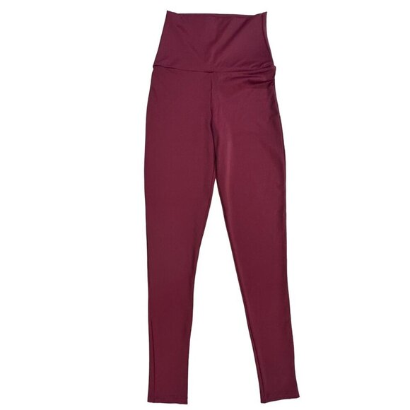 Balera Dancewear Hi-Waist Leggings Girls LC (14) Burgundy Shiny Yoga Skate NEW - Picture 1 of 8